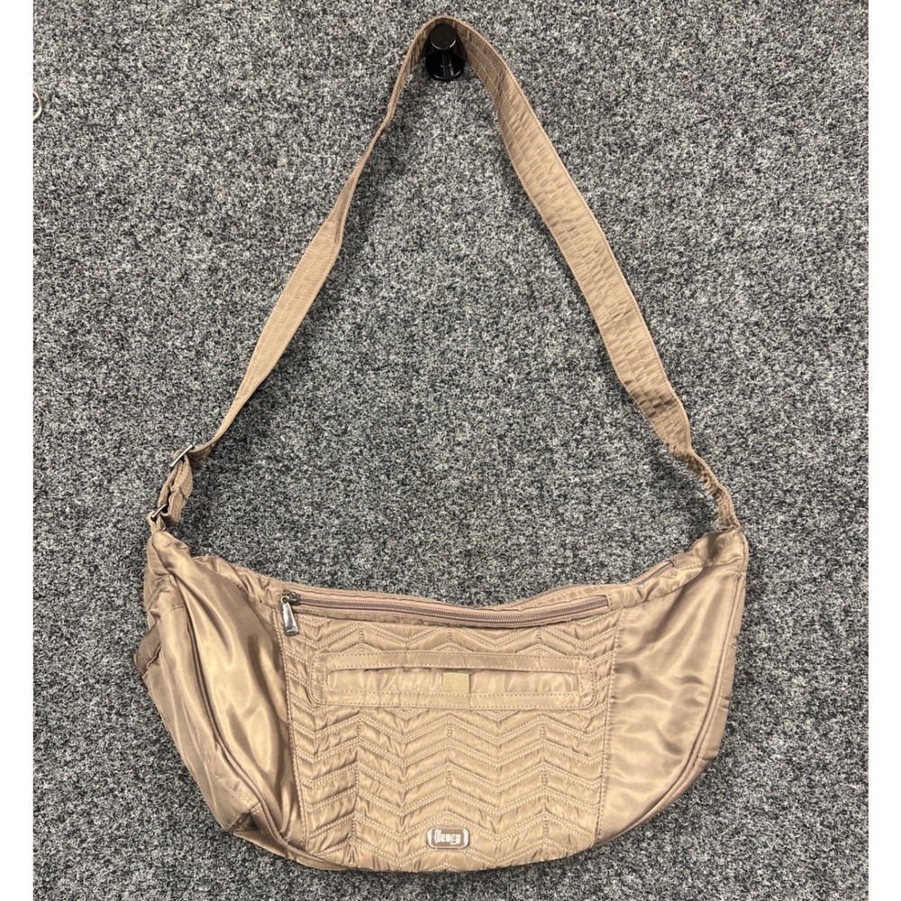 Lug Boomerang Crossbody Bag olive Chevron Quilted Crescent Hobo Multi-Pocket